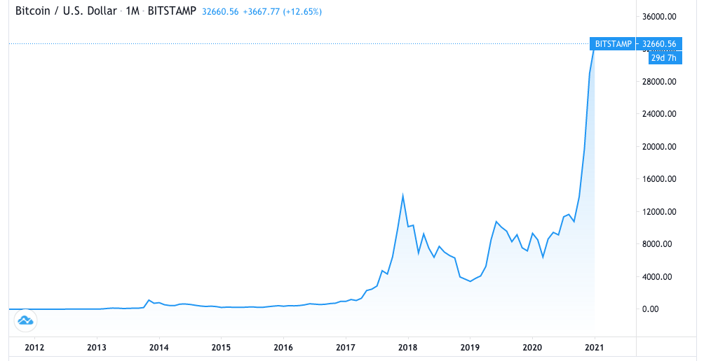 Bitcoin's Price. Source: Trading View